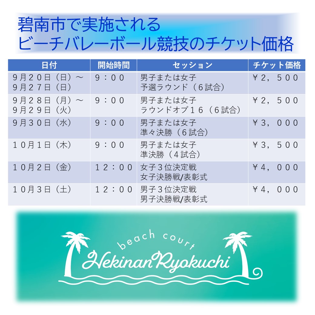 ビーチバレーボールチケット価格