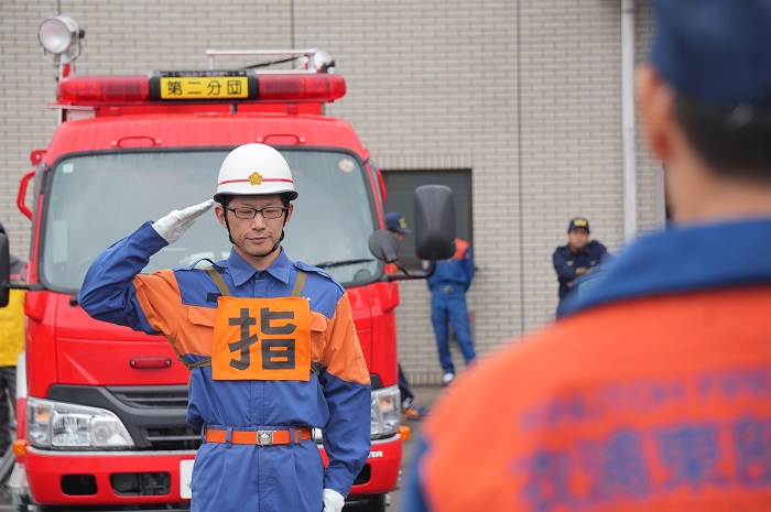 ポンプ車操法の様子