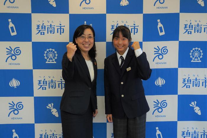 10月17日（金曜日）表敬訪問（東海中学校総合体育大会陸上競技大会結果報告）