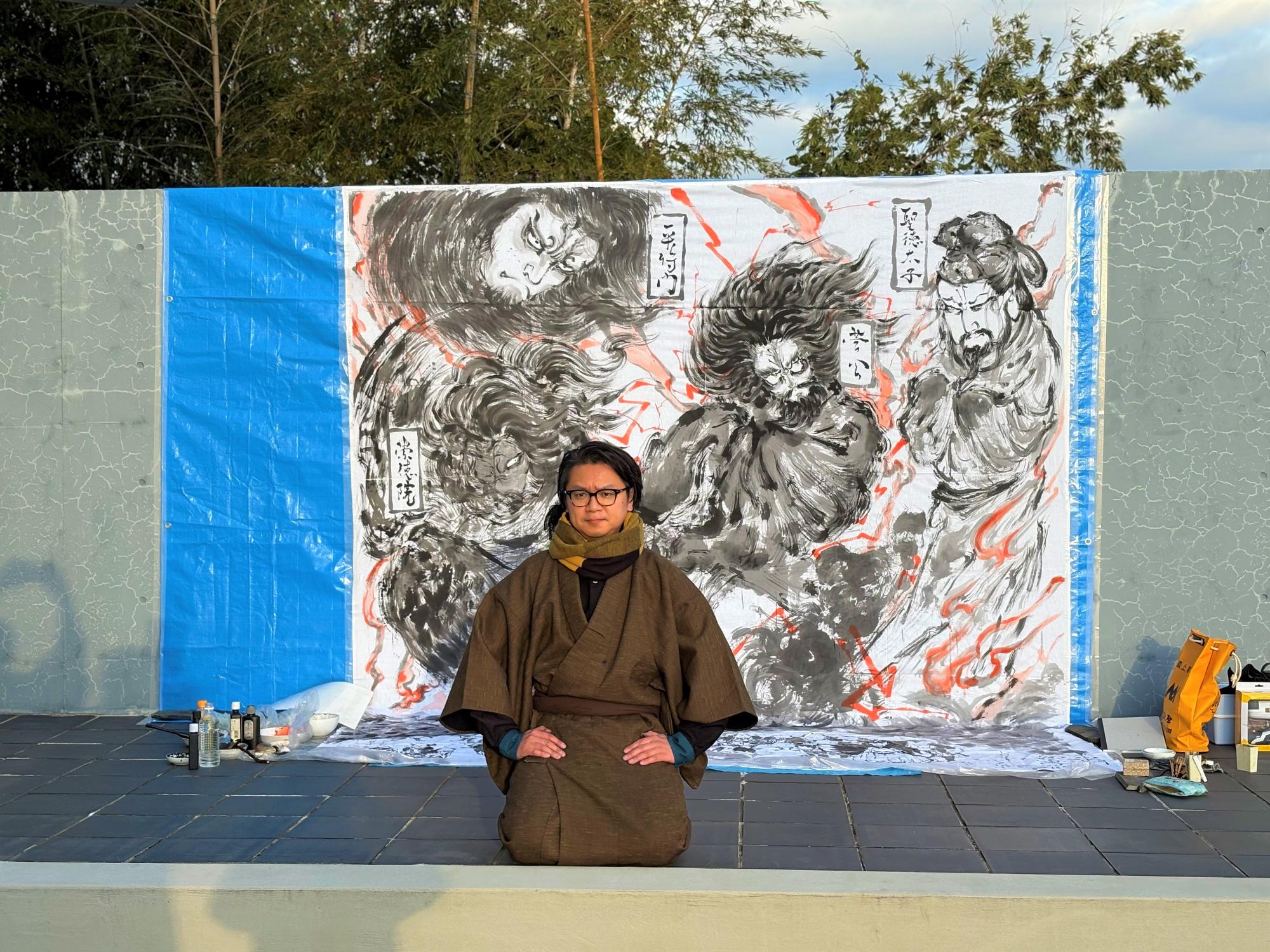 令和7年度 梅原猛常設展示「怨霊の思想」ライブペイント 当日写真05