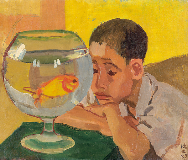 小林徳三郎『金魚を見る子供』1928年 東京国立近代美術館蔵