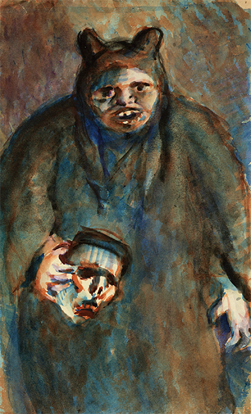 小林徳三郎『アラン・ポオ作/谷崎精二訳『赤き死の仮面』裏表紙画稿1』1913年頃  個人蔵